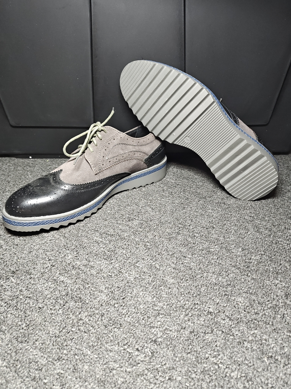 Alpine Swiss Alec Mens Wingtip Shoes 1.5” Ripple Sole Leather Insole Size 8